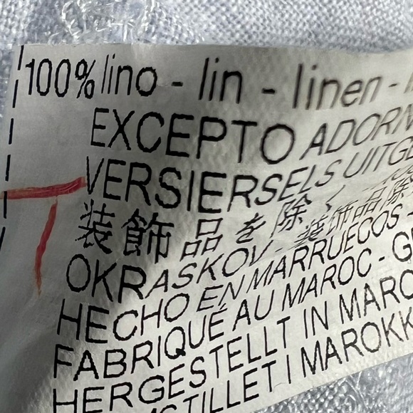 Zara Prairie Cottagecore Linen Crocheted Lace Trim Long Sleeve Blue Top Blouse M - Picture 13 of 14